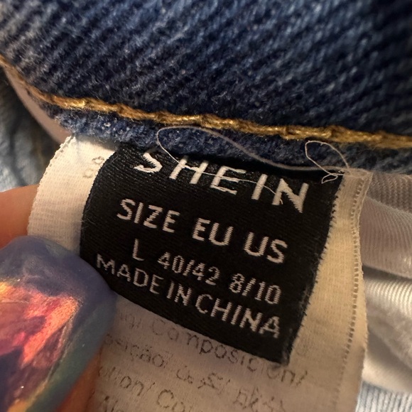 SHEIN Blue Distressed High Rise Jeans - Picture 6 of 12